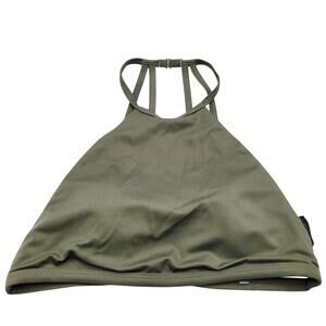 L.A. HEARTS by PacSun Olive Green Halter Style Swim Bikini Top Women's Size S